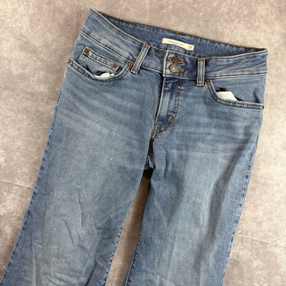 Levis 518 (?) Jeans Women's 27 Blue Light Wash Superlow Flare Baggy Y2K Skater